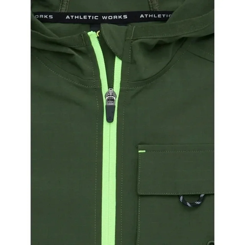 Athletic Works Boys Jacket Size S Green Leaf Hooded Lightweight Outdoor Fashion